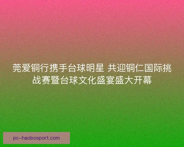 莞爱铜行携手台球明星 共迎铜仁国际挑战赛暨台球文化盛宴盛大开幕